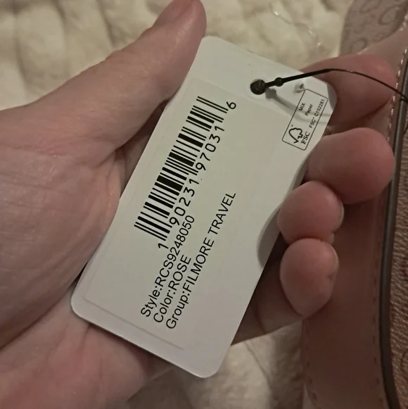 Guess Light Rose Pink Cosmetic Bag with Monogram Design - Picture 2 of 5